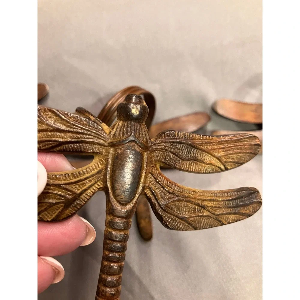 Dragonfly Napkin Rings Set of 4 OS Bronze Brass Tone Metal Vintage Style